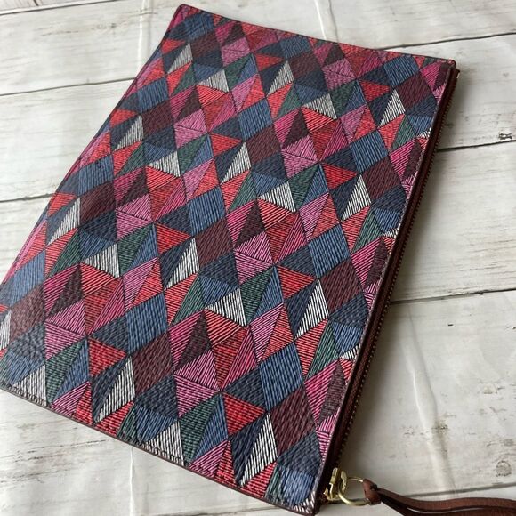 Fossil Clutch Bag Multicolor Leather 11 by 7.5 inches - Picture 4 of 12